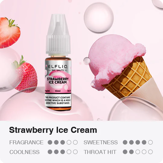 Elf Bar ElfLiq - Strawberry Snoow (Ice Cream) Nic Salt 10ml